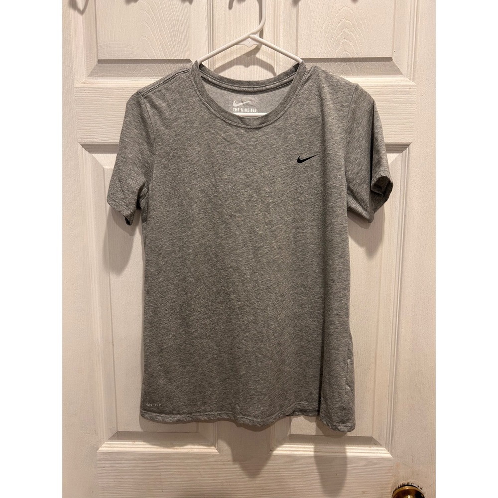Nike Womens Athletic Cut Dri-FIT T-Shirt Heather Gray Short Sleeve Large L‎